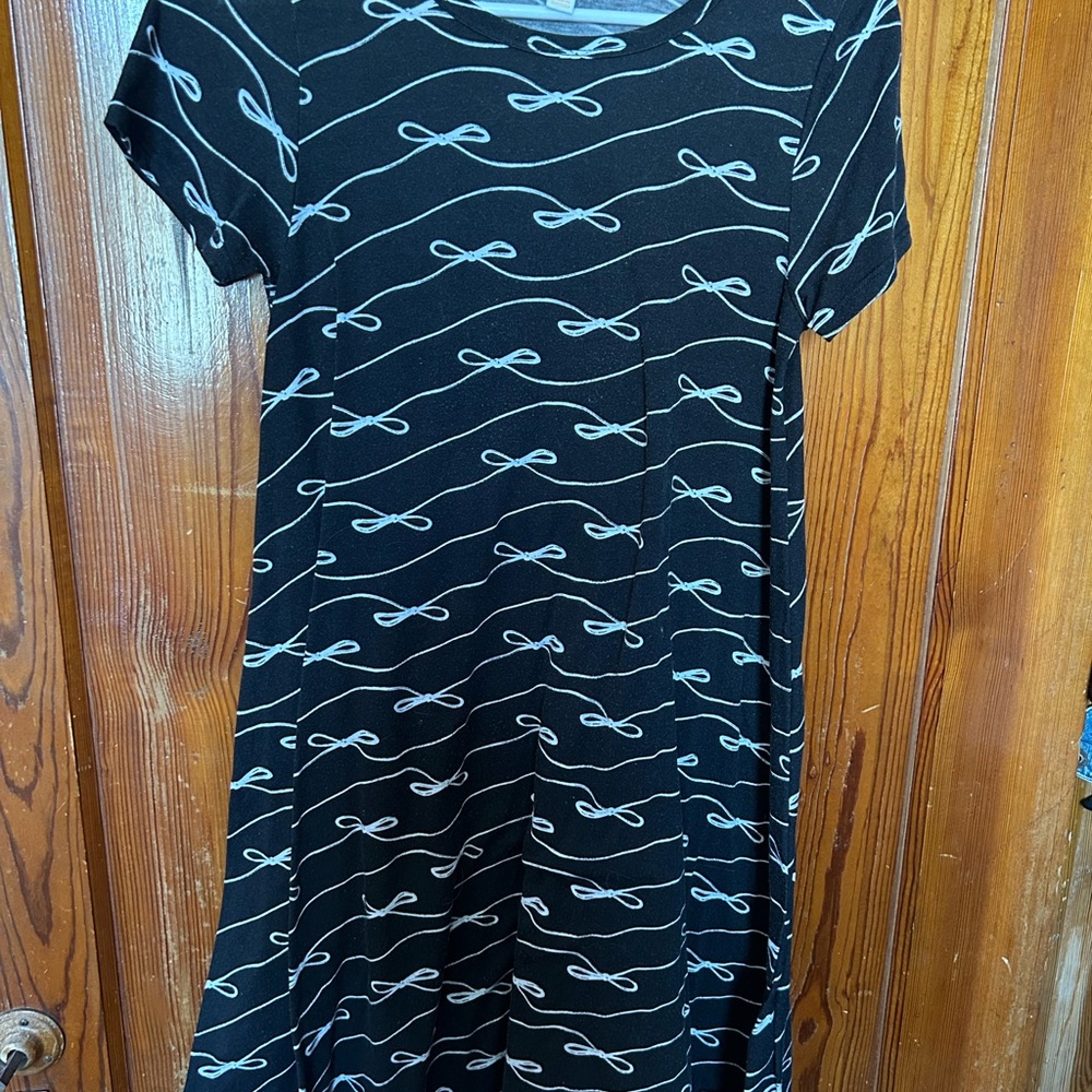 Black Dress with White Bow Pattern